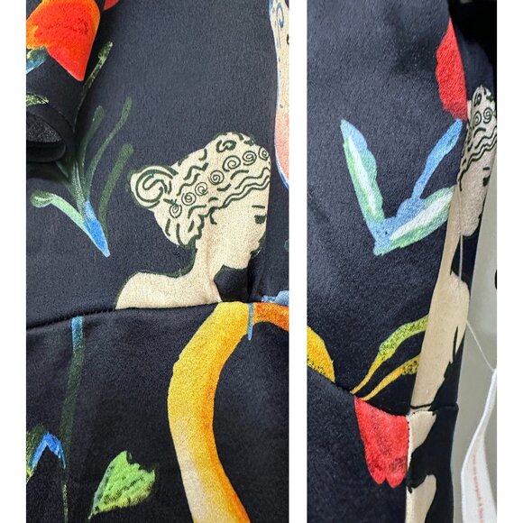 NWT Lisa Says Gah Penelope Museo Nero Print Midi Dress Black Statue Vase S - Picture 15 of 15